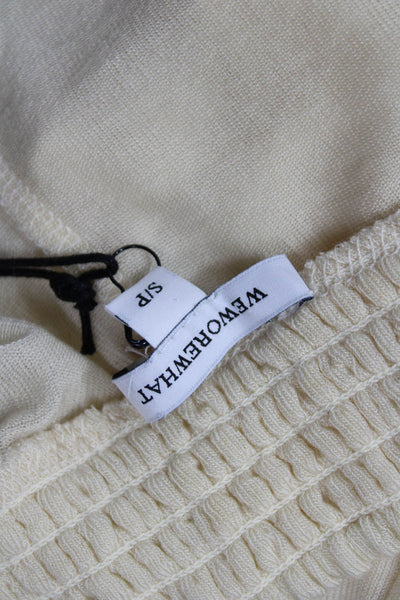 We Wore What Women's Elastic Waist Straight Leg Lounge Pants Beige Size SP