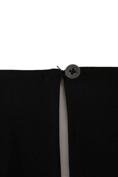 Babaton Womens Short Sleeves Crew Neck Button Closure Blouse Jet Black Size Medi