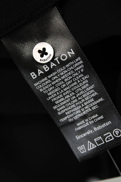 Babaton Womens Short Sleeves Crew Neck Button Closure Blouse Jet Black Size Medi