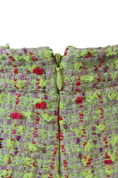 J Crew Womens Tweed Knee Length Number Two Pencil Skirt Yellow Neon Pink Size 6
