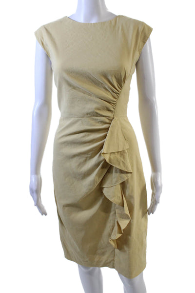 Tailored Rebecca Taylor Womens Ruched Ruffled Sleeveless Dress Yellow Size 2