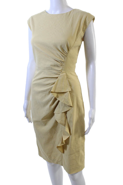 Tailored Rebecca Taylor Womens Ruched Ruffled Sleeveless Dress Yellow Size 2