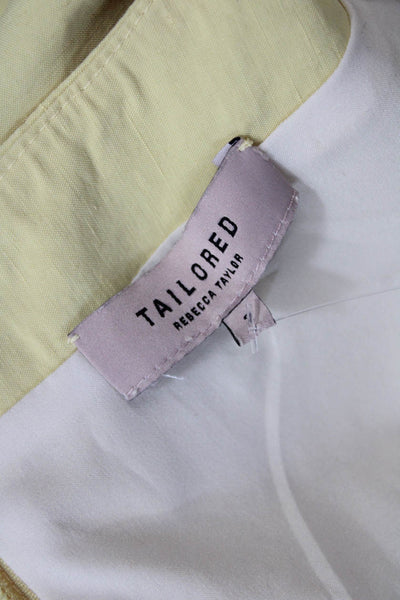 Tailored Rebecca Taylor Womens Ruched Ruffled Sleeveless Dress Yellow Size 2