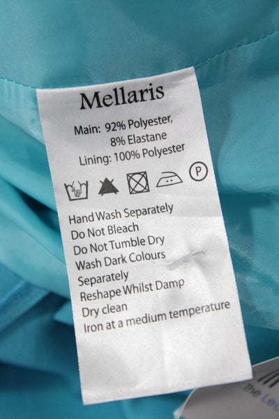 Mellaris Womens Short Sleeves V Neck Belted Ruched Dress Aqua Blue Size 6