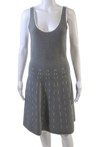 Theory Womens Striped Sleeveless Codris Geometric Dress Black White Size Medium