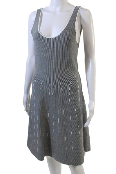 Theory Womens Striped Sleeveless Codris Geometric Dress Black White Size Medium