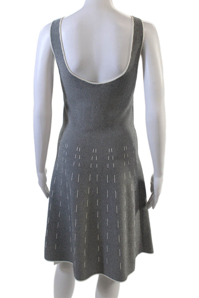 Theory Womens Striped Sleeveless Codris Geometric Dress Black White Size Medium