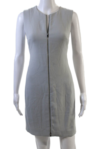Theory Womens Full Zipper Sleeveless Knee Length Dress Dove Gray Size 2