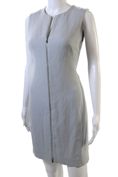 Theory Womens Full Zipper Sleeveless Knee Length Dress Dove Gray Size 2