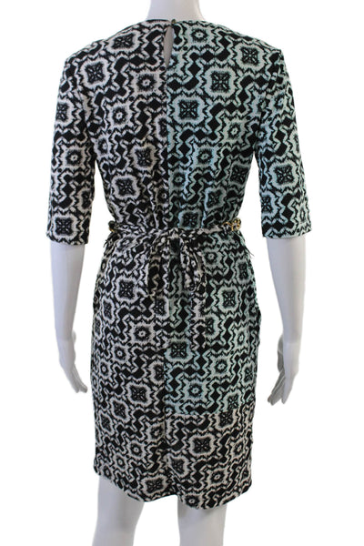 Yoana Baraschi Womens Abstract Print Belted Dress Black Blue Size Extra Small