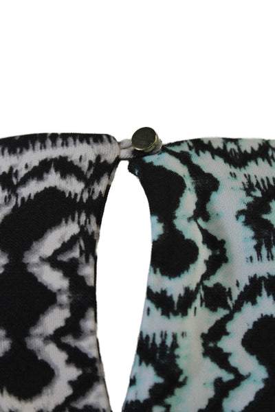 Yoana Baraschi Womens Abstract Print Belted Dress Black Blue Size Extra Small