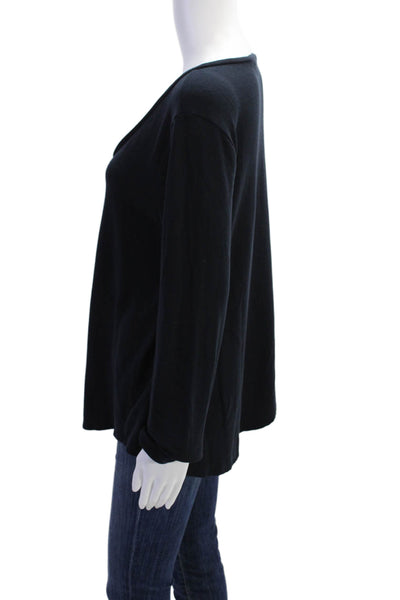 Calypso Saint Barth Womens V-Neck Casual Long Sleeve Top Dark Blue Size L