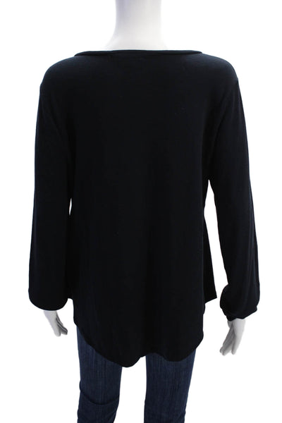 Calypso Saint Barth Womens V-Neck Casual Long Sleeve Top Dark Blue Size L