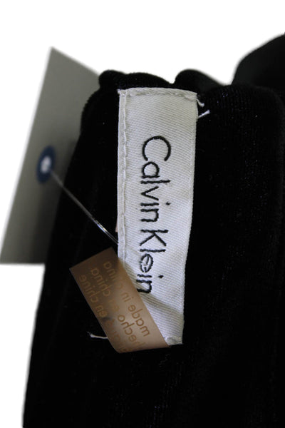 Calvin Klein Womens Velvet Long Flounce Sleeve Blouse Solid Black Size L