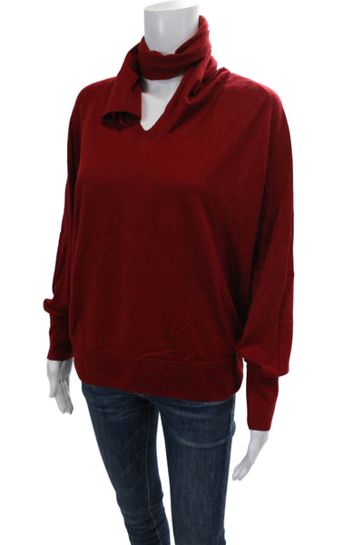 COS Womens Textured Long Sleeve V-neck Lined Casual Knit Top Red Size XS