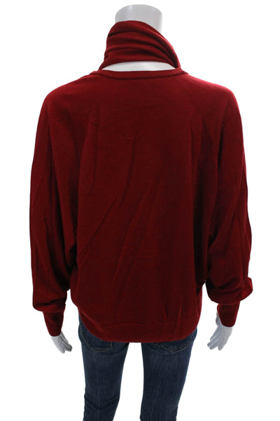 COS Womens Textured Long Sleeve V-neck Lined Casual Knit Top Red Size XS