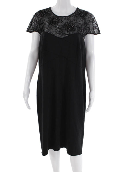 Tadashi Collection Womens Sequence Textured Short Sleeve Pencil Dress Black Size