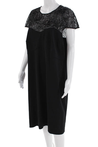 Tadashi Collection Womens Sequence Textured Short Sleeve Pencil Dress Black Size
