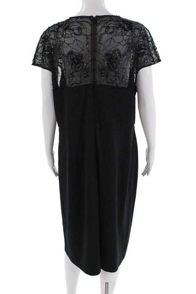 Tadashi Collection Womens Sequence Textured Short Sleeve Pencil Dress Black Size