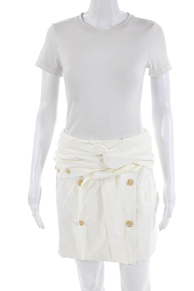 ROKH Womens Twist Front Mini Skirt - OffWhite Size 40
