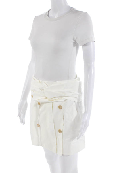 ROKH Womens Twist Front Mini Skirt - OffWhite Size 40