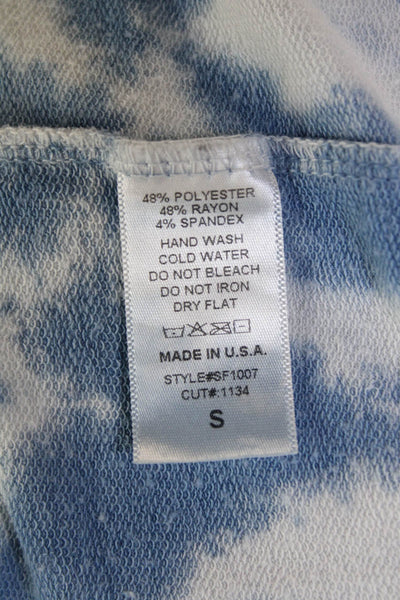 six/fifty Womens Textured Long Sleeve Round Neck Tie Dye Knit Top Blue Size S