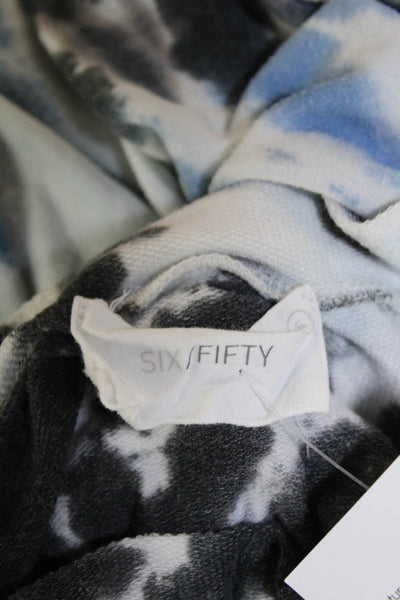 six/fifty Womens Textured Long Sleeve Round Neck Tie Dye Knit Top Blue Size S