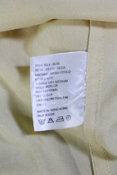 Go By GoSilk Womens Textured Long Sleeve Collar Button Up Blouse Yellow Size L