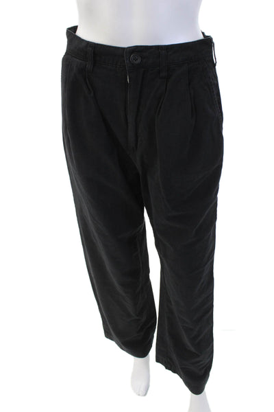 Pistola Womens Cotton Zip Button Pleated Wide Leg Pants Black Size EUR 25