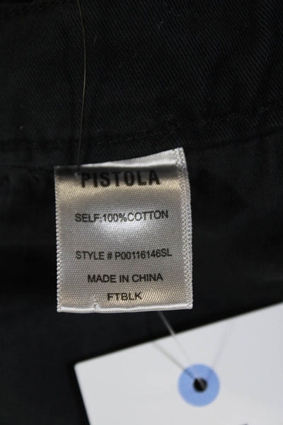 Pistola Womens Cotton Zip Button Pleated Wide Leg Pants Black Size EUR 25