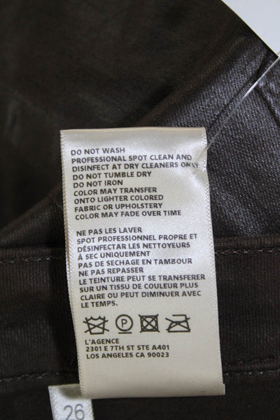 L Agence Womens High Rise Coated Marguerite Skinny Jeans Espresso Brown Size 26
