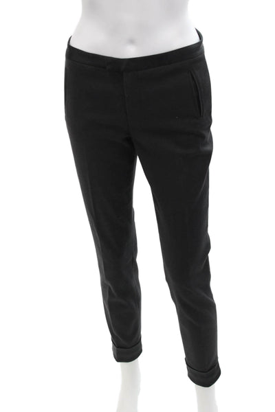 ATM Womens Mid Rise Zip Up Cuffed Leg Dress Pants Black Cotton Size 2