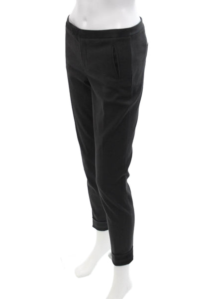 ATM Womens Mid Rise Zip Up Cuffed Leg Dress Pants Black Cotton Size 2