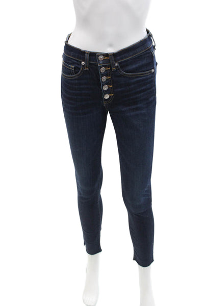Veronica Beard Jeans Womens Button Up Skinny Leg Debbie Jeans Blue Cotton Size 2