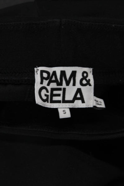 Pam & Gela Womens Pull On High Rise Split Leg Pants Black Size Small