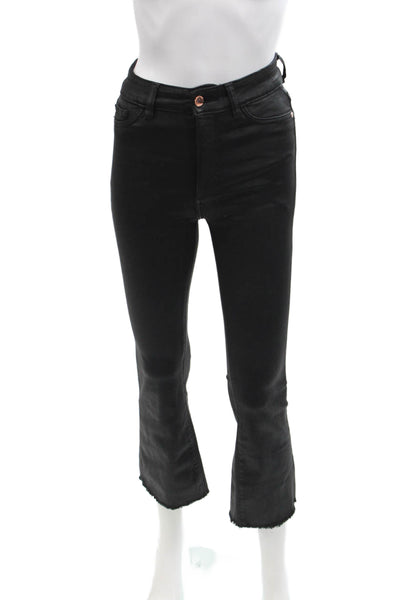 DL1961 Women's High Waist Pockets Coated Bootcut Jean Pants Black Size 25