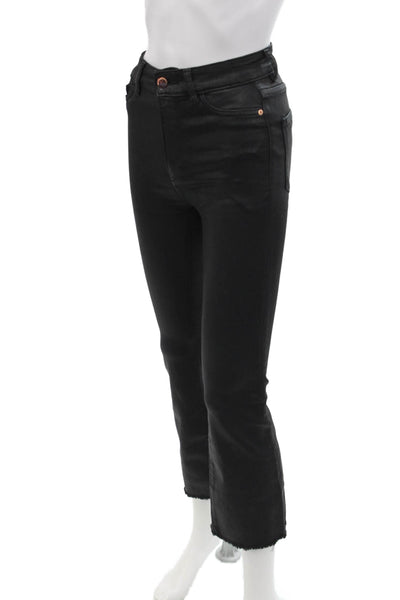 DL1961 Women's High Waist Pockets Coated Bootcut Jean Pants Black Size 25