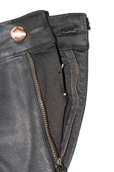 DL1961 Women's High Waist Pockets Coated Bootcut Jean Pants Black Size 25