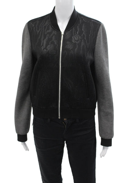 Intermix Women's Long Sleeves Color Block Full Zip Bomber Jacket Black Size S