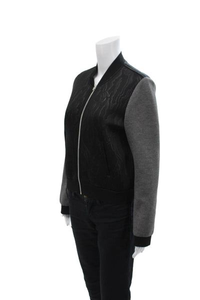 Intermix Women's Long Sleeves Color Block Full Zip Bomber Jacket Black Size S