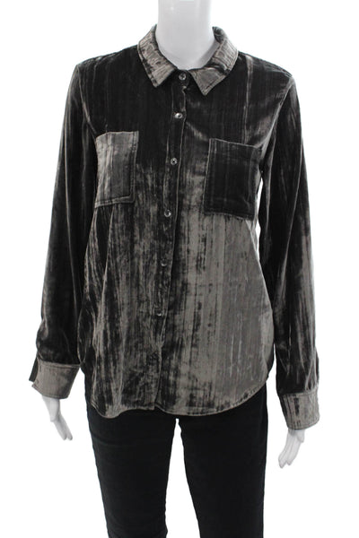 Splendid Women's Long Sleeves Collared Button Down Basic Gray Size XS