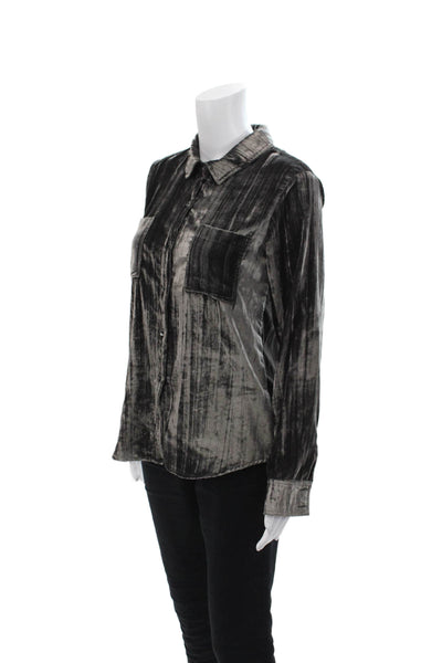 Splendid Women's Long Sleeves Collared Button Down Basic Gray Size XS