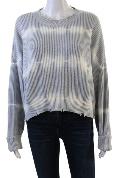 Pistola Womens Long Sleeve Oversized Tie Dyed Sweater Blue White Size Small