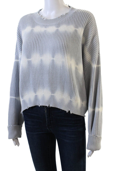 Pistola Womens Long Sleeve Oversized Tie Dyed Sweater Blue White Size Small