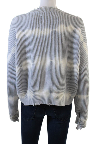 Pistola Womens Long Sleeve Oversized Tie Dyed Sweater Blue White Size Small