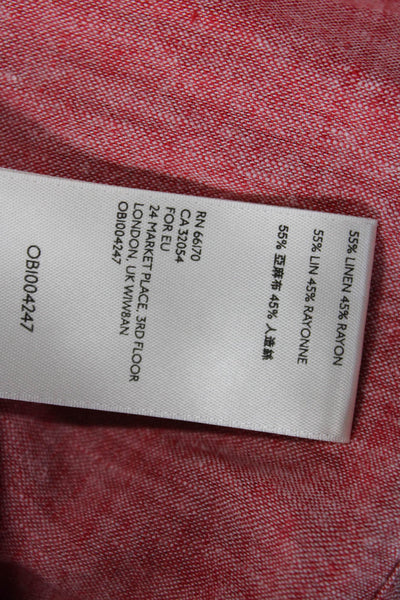 Maeve Anthropologie Womens Sleeveless Square Neck Smocked Blouse Red Linen Small