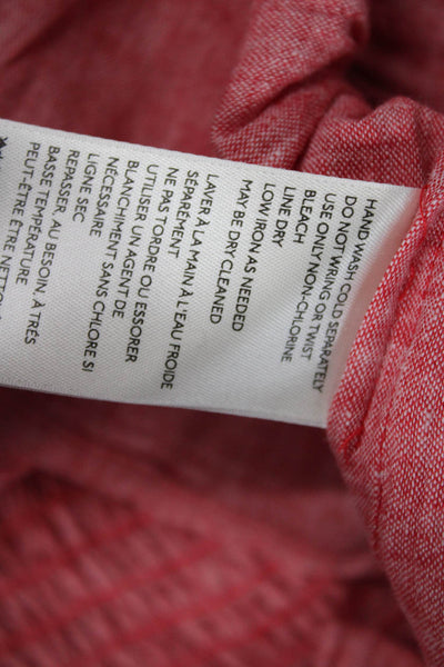 Maeve Anthropologie Womens Sleeveless Square Neck Smocked Blouse Red Linen Small