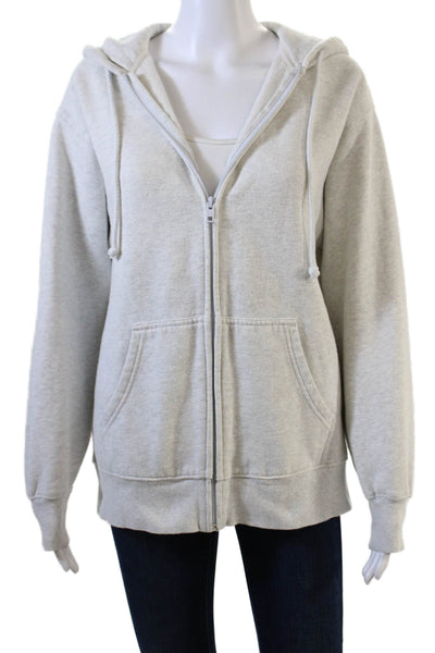 TNA Womens Long Sleeve Front Zip Hoodie Sweatshirt Gray Cotton Size 1