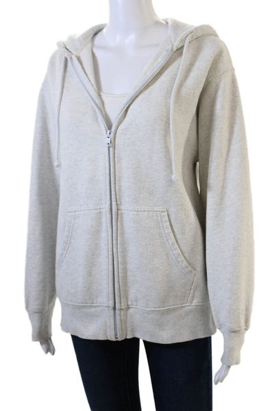 TNA Womens Long Sleeve Front Zip Hoodie Sweatshirt Gray Cotton Size 1