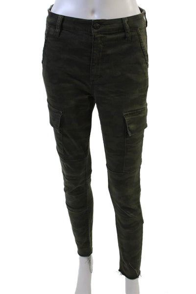 Joes Jeans Womens Zipper Fly Mid Rise Camofulage Fringe Pants Green Size 26